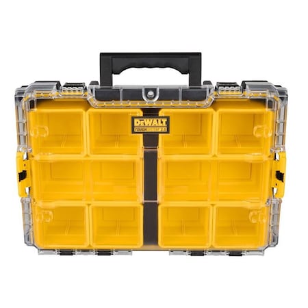 Stanley DeWalt ToughSystem 2.0 Storage Organizer Impact-Resistant Poly 10 compartments Black/Yellow DWST08040